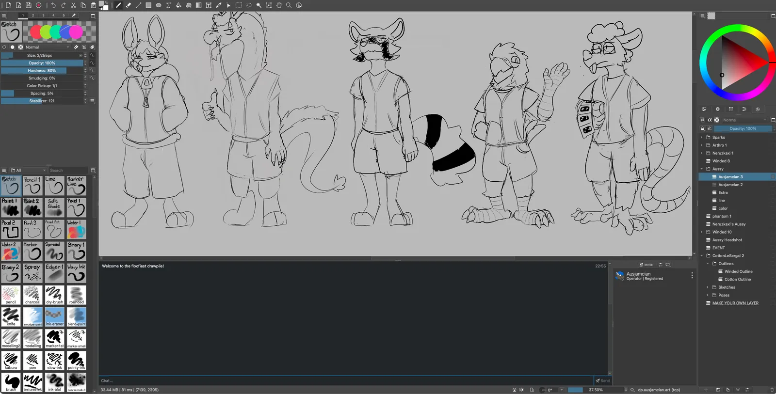 A look at Aussy's Drawpile canvas